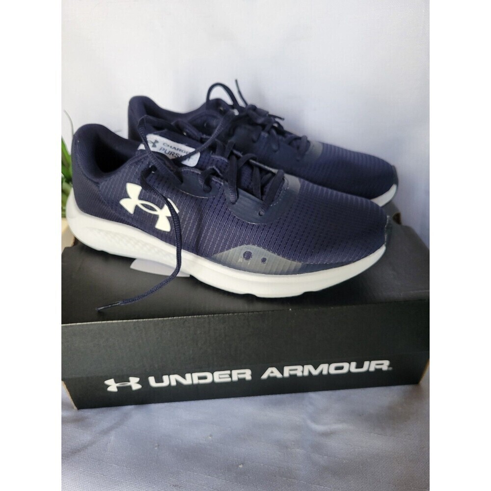 Under Armour Men's Charged Pursuit 3 Tech Navy White 3025424-400 Size 8.5 - Picture 2 of 9